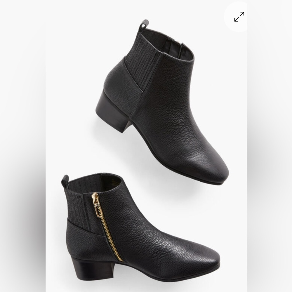 Talbots Dakota Ankle Boots | Women’s 7.5 | Black Pebbled Leather - Picture 1 of 11